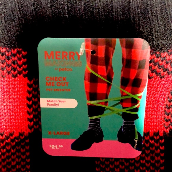 NEW Holiday Red & Black Buffalo Check Large Dog Knit Sweater Size XL - Picture 8 of 12